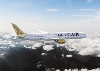Gulf Air aircraft operating from Dammam airport Saudi Arabia