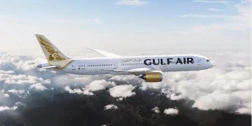 Gulf Air aircraft operating from Dammam airport Saudi Arabia